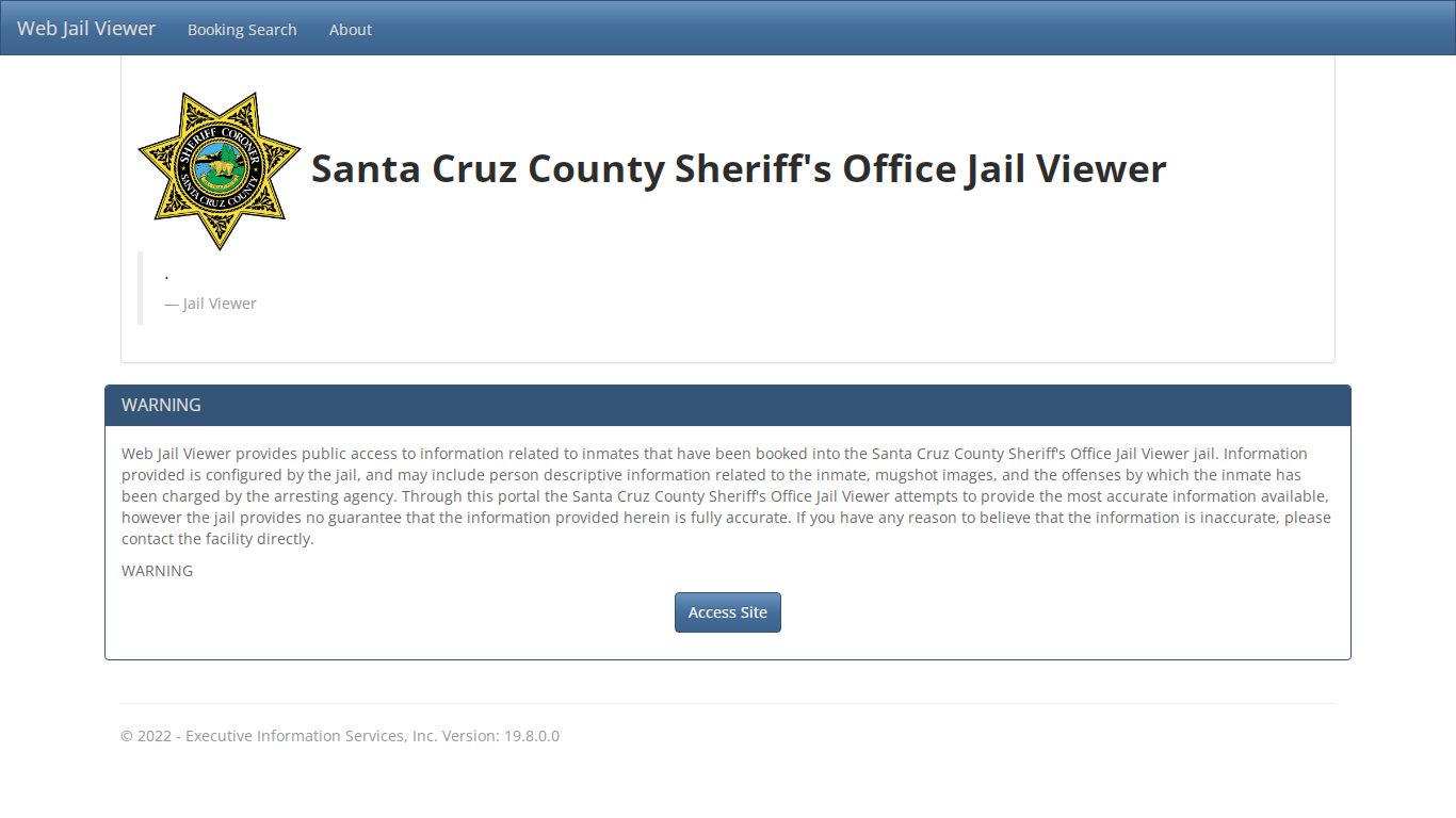 Santa Cruz County, California - Home Page - Web Jail Viewer